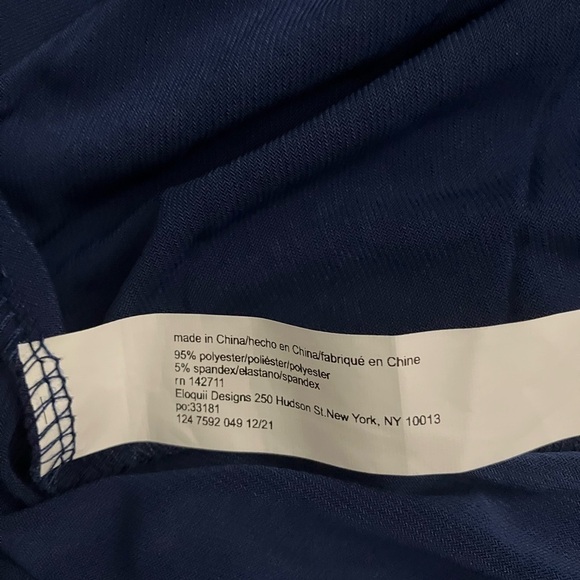 NWT ELOQUI Blue Slimming Midi Knot Front Pleated Skirt Long Sleeve Dress Size 24 - Picture 12 of 14